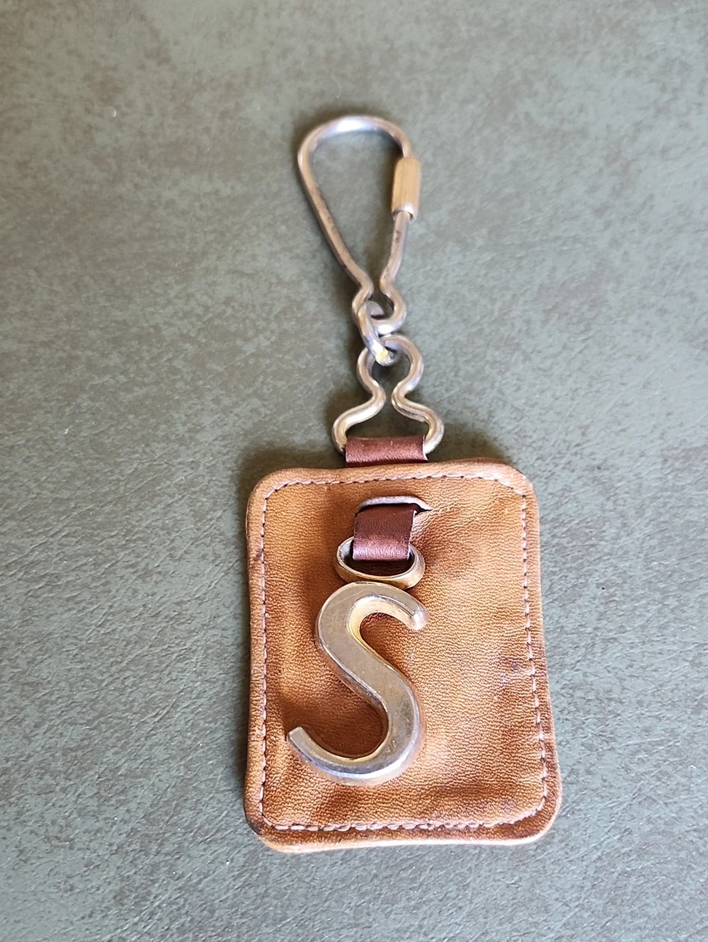 Vintagr Cowhide Keychain With S And Zipper For Maybe An Aldi Quarter